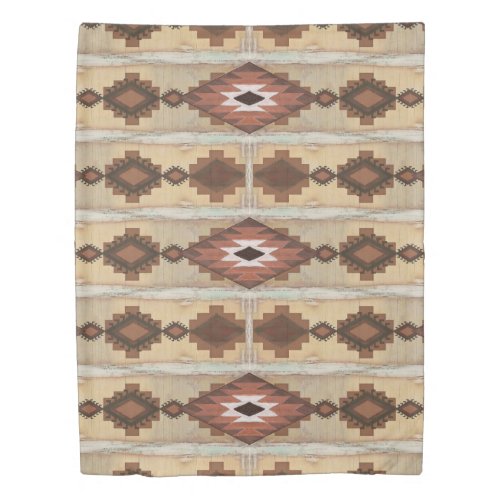 Rustic Mountain Forest Cabin Tribal Pattern Duvet Cover