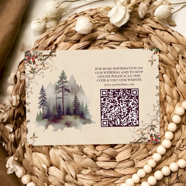 Rustic Mountain Forest Evergreen Tree Wedding Enclosure Card (Creator Uploaded)