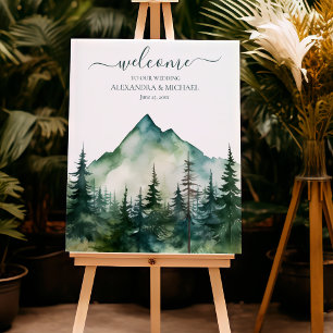 Rustic Mountain Forest Evergreen Tree Wedding Foam Board