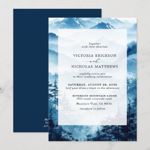 Rustic Mountain Forest Evergreen Tree Wedding Invitation