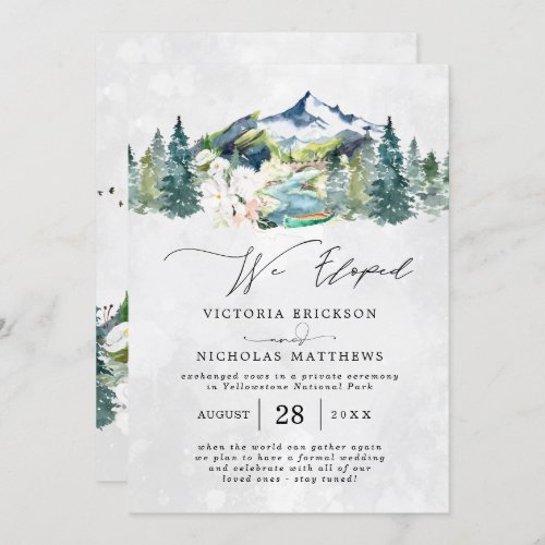 Rustic Mountain Forest Evergreen Wedding Elopement Invitation