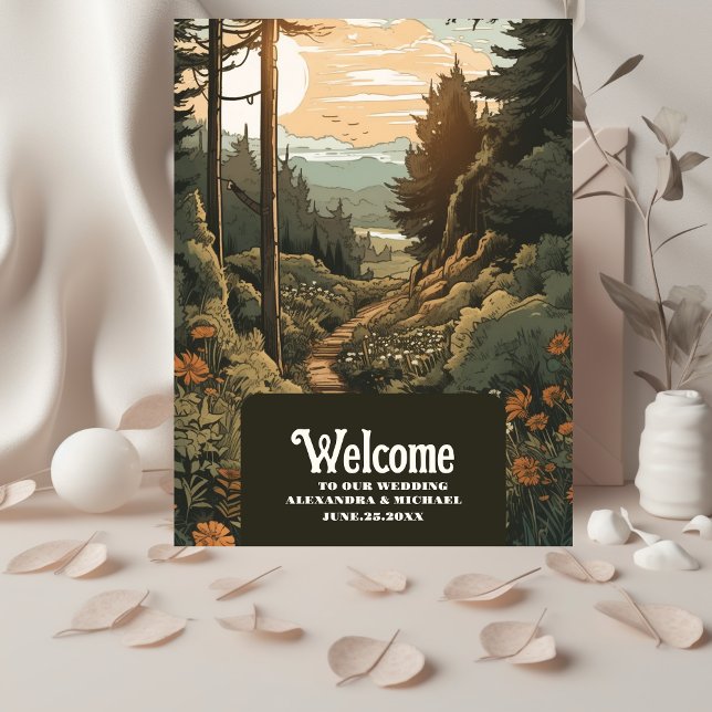 Rustic Mountain Forest Evergreen Wedding Foam Board (Creator Uploaded)