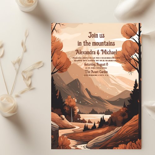 Rustic Mountain Forest Evergreen Wedding Invitation