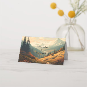 Rustic Mountain Forest Evergreen Wedding Place Card