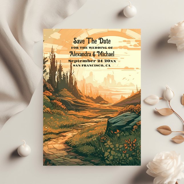 Rustic Mountain Forest Evergreen Wedding Save The Date (Creator Uploaded)