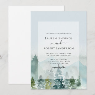 Rustic Mountain Forest Pine Tree Wedding Invitation