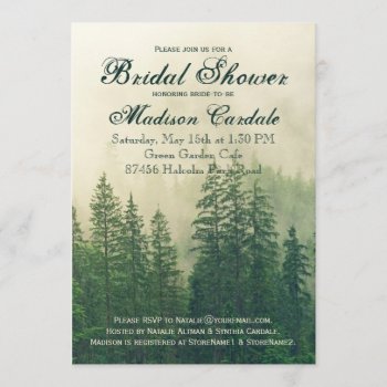 Rustic Mountain Forest Pine Trees Bridal Shower Invitation by RusticCountryWedding at Zazzle