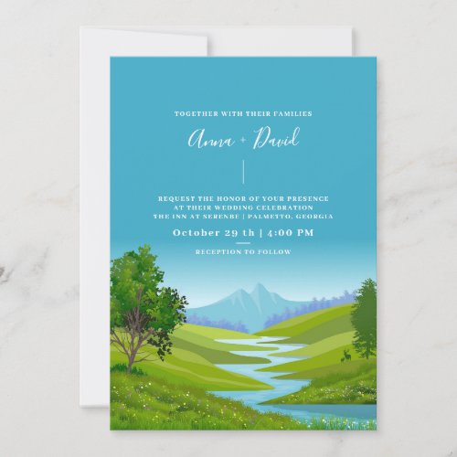 Rustic Mountain Forest Scenery Wedding Invitation