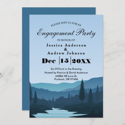 Rustic Mountain Forest Stream with Pine Trees Invitation