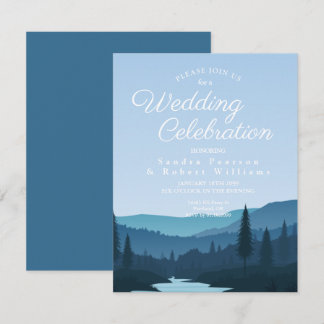 Rustic Mountain Forest Stream with Pine Trees Invitation
