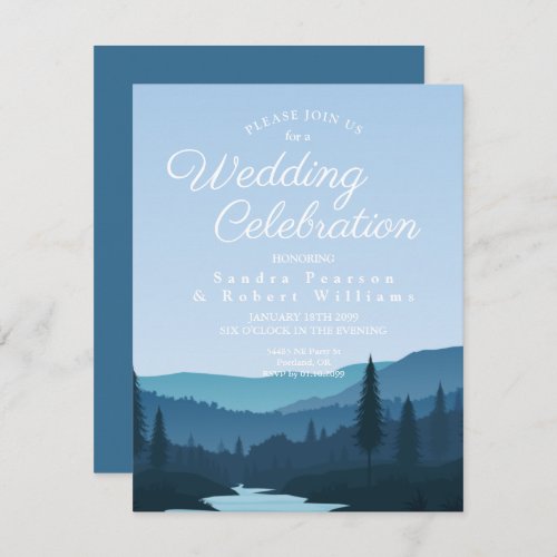 Rustic Mountain Forest Stream with Pine Trees Invitation