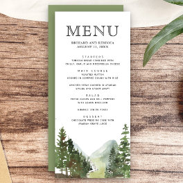 Rustic Mountain Forest Trees Wedding Menu