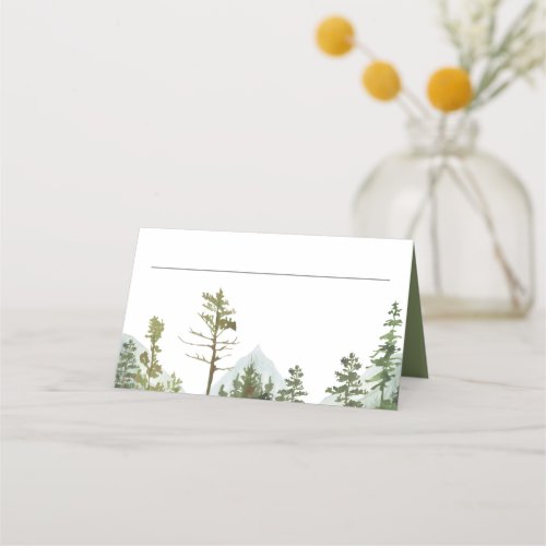 Rustic Mountain Forest Trees Wedding Place Card