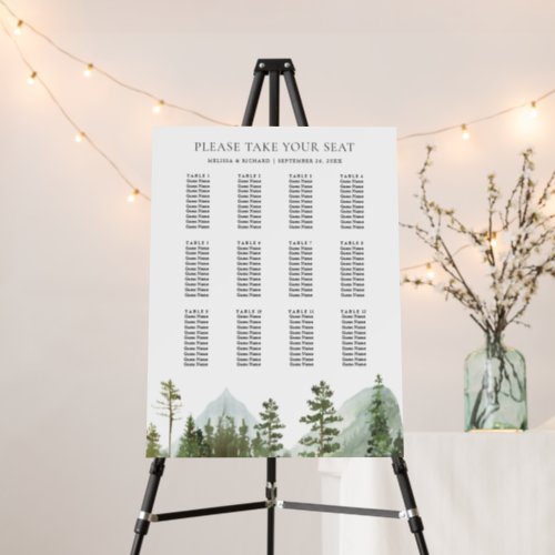 Rustic Mountain Forest Trees Wedding Seating Chart Foam Board