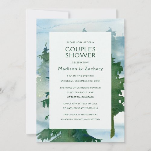 Rustic Mountain Forest Watercolor Couples Shower