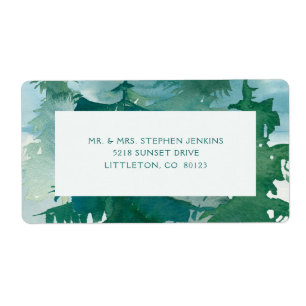 Rustic Mountain Forest Watercolor Return Label