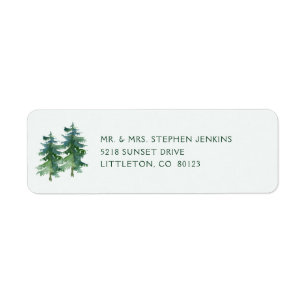 Rustic Mountain Forest Watercolor Return Label