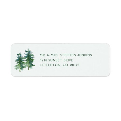 Rustic Mountain Forest Watercolor Return Label
