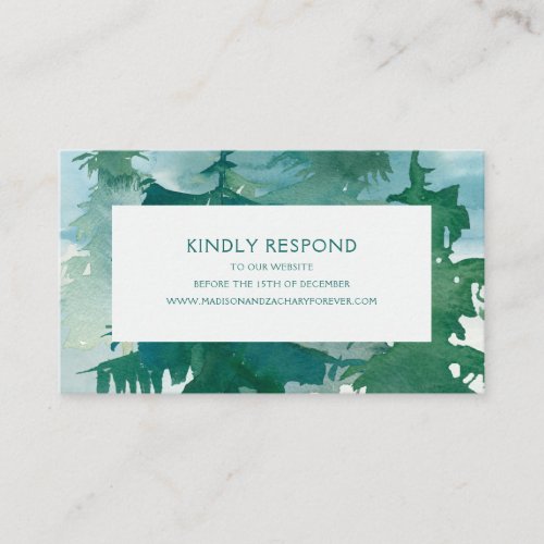 Rustic Mountain Forest Watercolor Website RSVP Enclosure Card