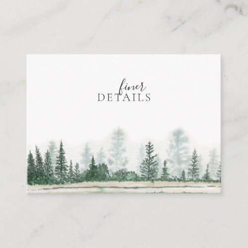 Rustic Mountain Forest Watercolor Wedding Enclosure Card