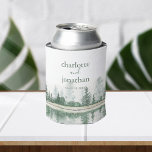 Rustic Mountain Forest Watercolor Wedding Favors Can Cooler at Zazzle