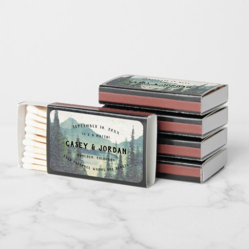 Rustic Mountain Forest  Wedding Favor Matchboxes