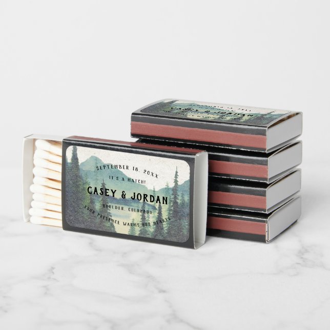 Rustic Mountain Forest | Wedding Favor Matchboxes (Stacked)