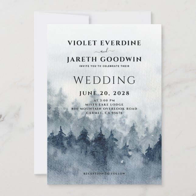 Rustic Mountain Forest Wedding Invitation (Front)