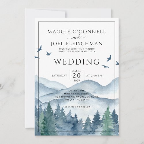 Rustic Mountain Forest Wedding Invitation