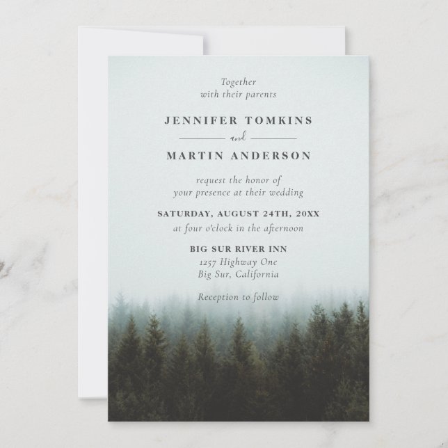 Rustic Mountain Forest Wedding Invitations (Front)