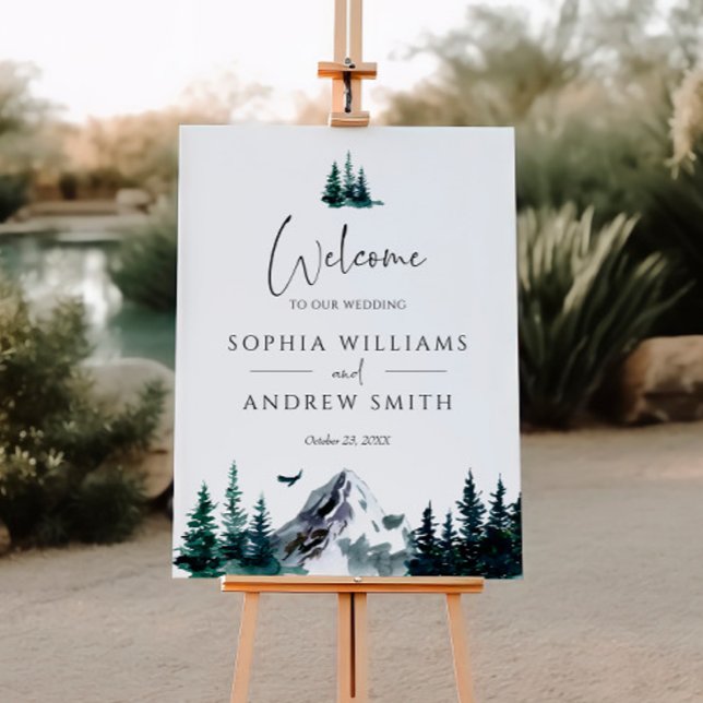 Rustic Mountain Forest Wedding Welcome Sign (Creator Uploaded)