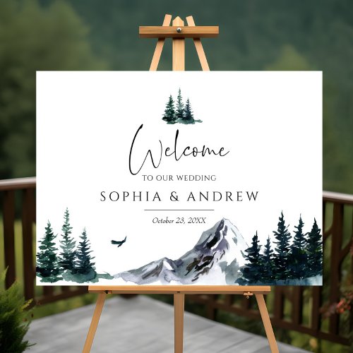 Rustic Mountain Forest Wedding Welcome Sign