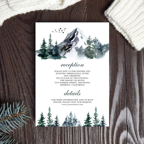 Rustic Mountain Forest Winter Wedding Details Enclosure Card