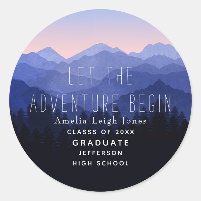 Rustic Mountain Graduate Envelope Sticker (Front)