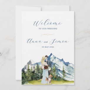 Rustic Mountain Illustrated Wedding Invitation