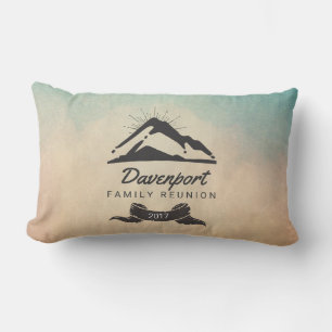 Rustic Mountain Illustration Family Reunion Lumbar Pillow