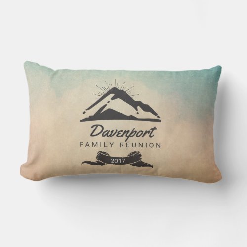 Rustic Mountain Illustration Family Reunion Lumbar Pillow