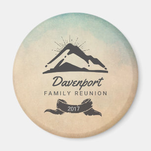 Rustic Mountain Illustration Family Reunion Magnet