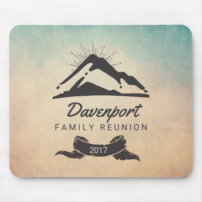 Rustic Mountain Illustration Family Reunion Mouse Pad (Front)