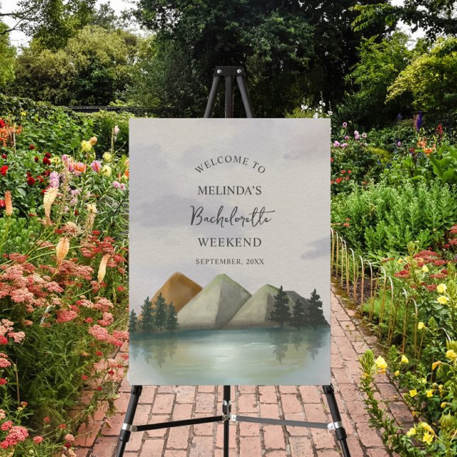 Rustic Mountain Lake Bachelorette Weekend Welcome Foam Board (Creator Uploaded)