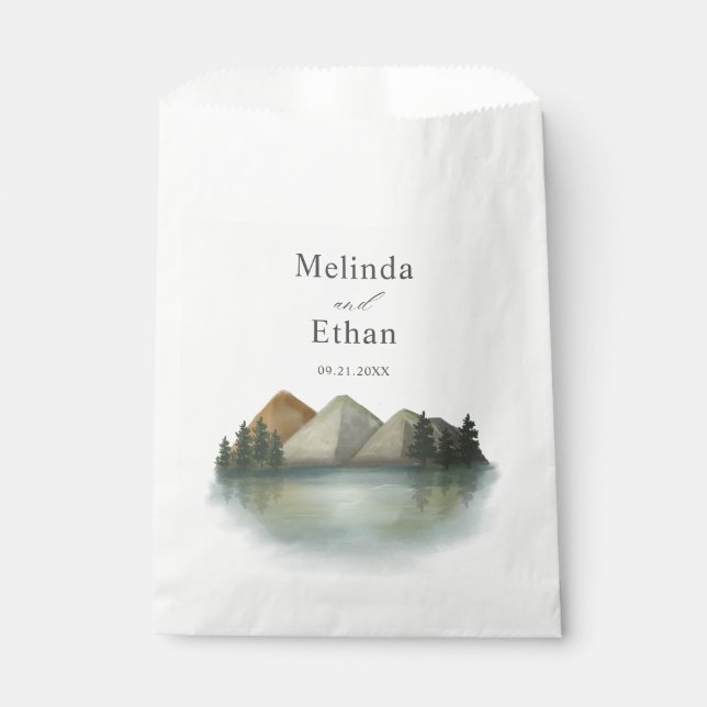 Rustic Mountain & Lake Evergreen Wedding  Favor Bag (Front)