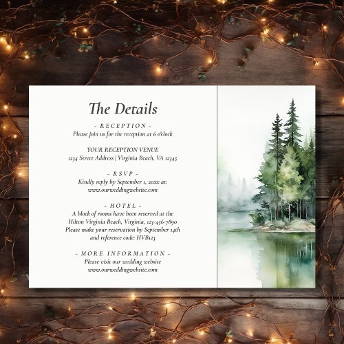 Rustic Mountain Lake Forest Wedding Details Enclosure Card