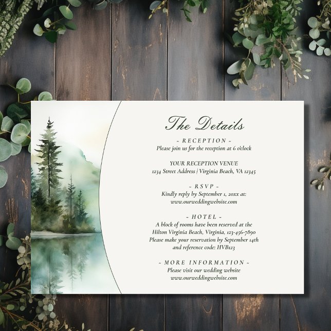 Rustic Mountain Lake Forest Wedding Details Enclosure Card (Front - Rustic Mountain Lake Forest Wedding Details Enclosure Card)