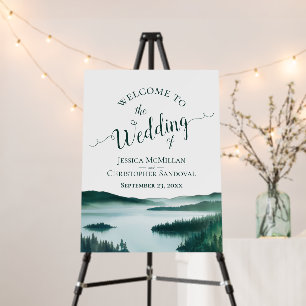 Rustic Mountain Lake Landscape Wedding Welcome Foam Board