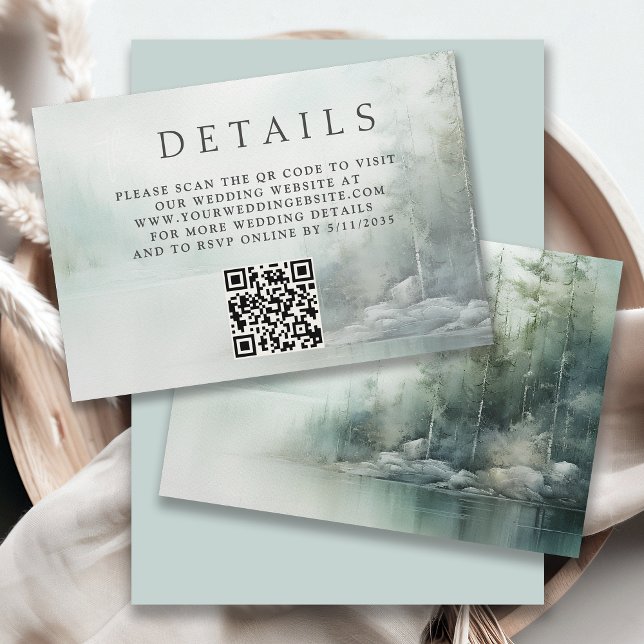 Rustic Mountain Lake Misty Pines Wedding Details Enclosure Card (Creator Uploaded)