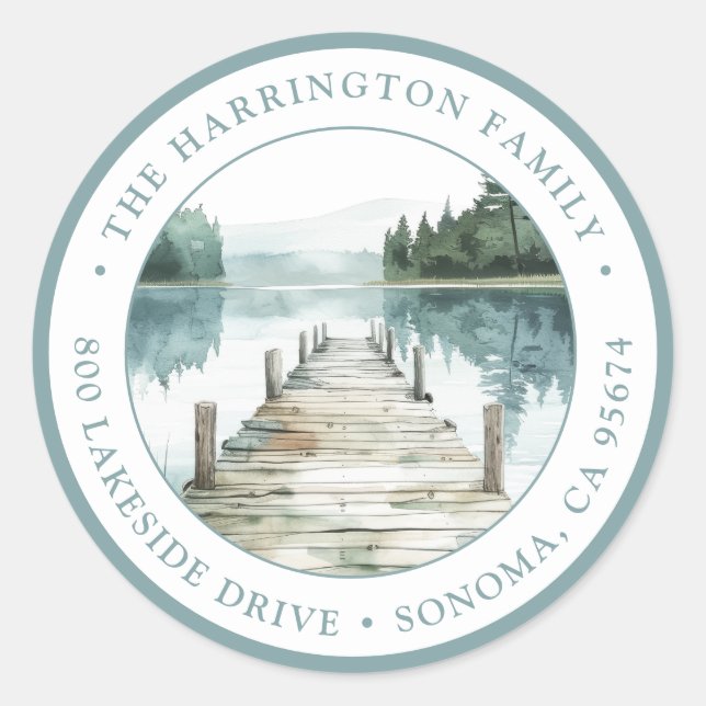 Rustic Mountain Lake Return Address Envelope Seal (Front)