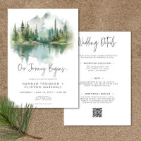 Rustic Mountain Lake Scene Watercolor Two Sided