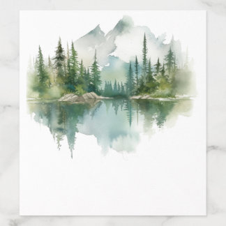 Rustic Mountain Lake Scene Watercolor Wedding Envelope Liner