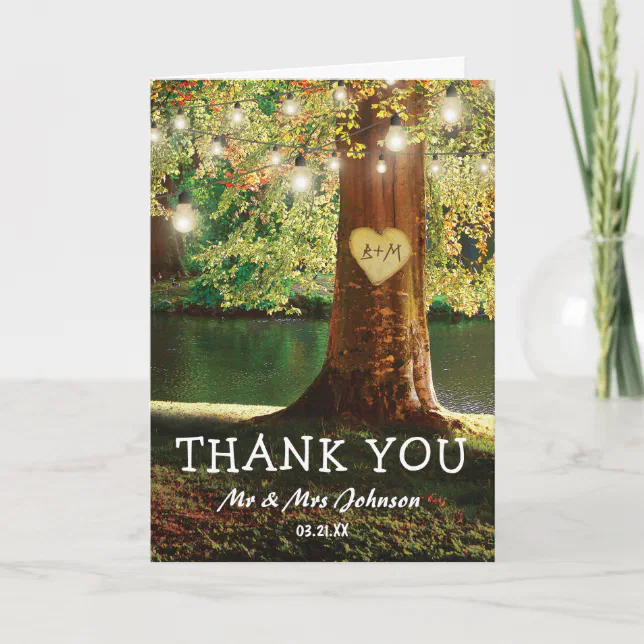 Rustic Mountain Lake Thank You Card | Zazzle