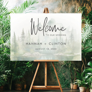 Rustic Mountain Lake Watercolor Wedding Welcome Foam Board